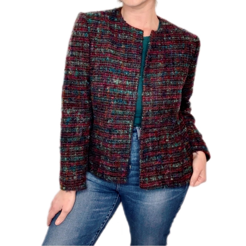 Mohair Made In Usa Open Front Structured Boucle K… - image 5